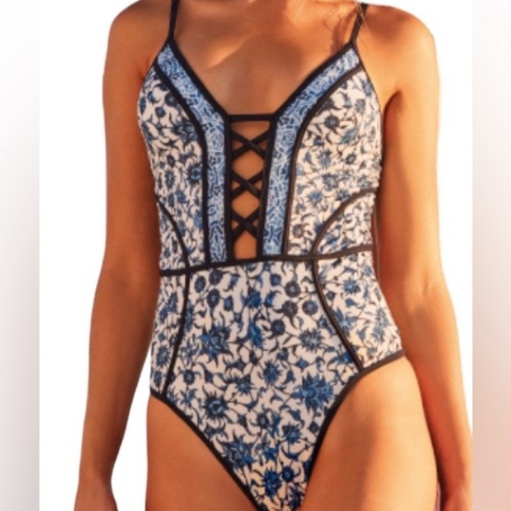 Floral Blue and White Like NEW One Piece Blue Ruby Swimsuit